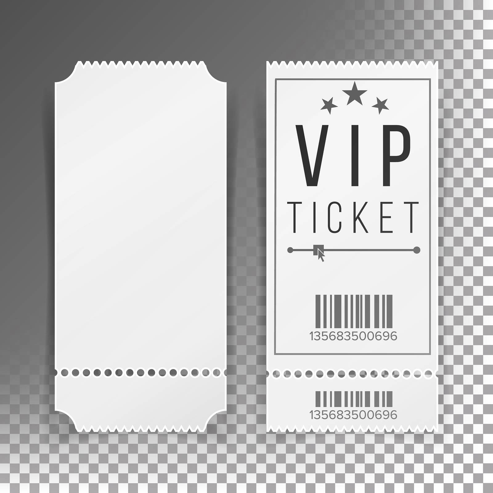 A special VIP ticket on a gray background. 