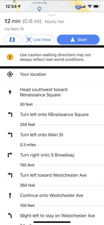 GPS preview of google maps to P.F. Chang's