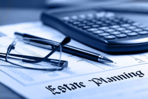Image shows financial documents for estate planning.