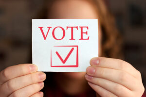 You’re Vote Matters is the message attached to U.S. flag