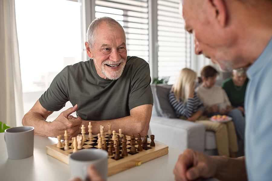 Old friends playing chess