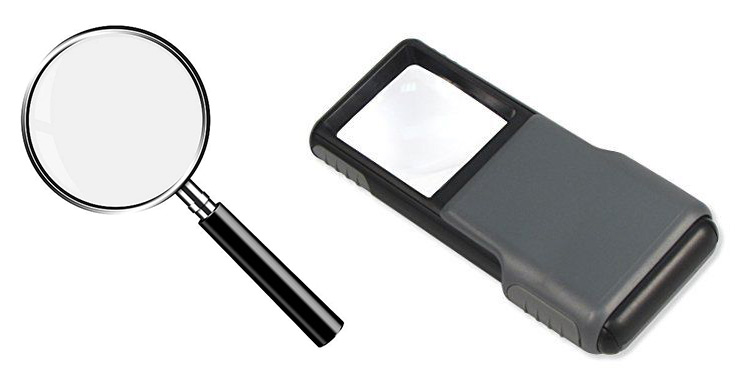 Two optical magnifiers in different shapes.