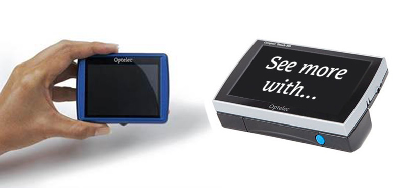 Two handheld video magnifiers by Optelec.