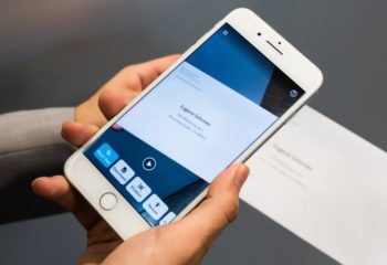 Seeing AI app reading an address on an envelope.