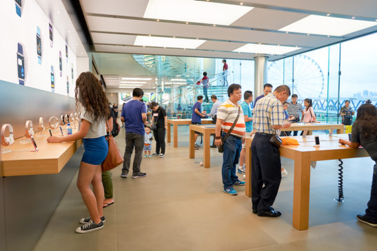 People browsing in an Apple Store