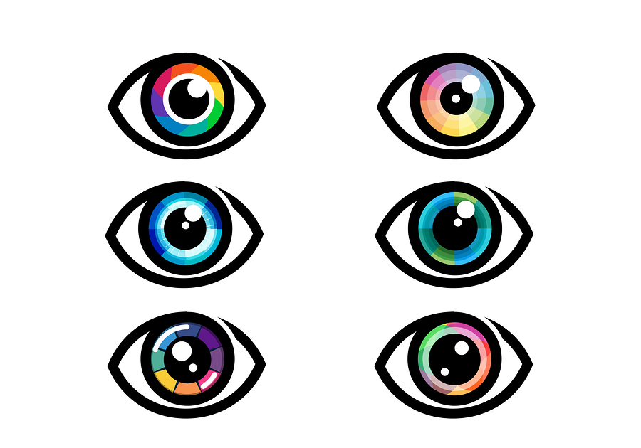 Multicolored eyes graphic icon.