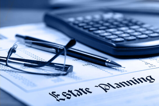 Image shows financial documents for estate planning.