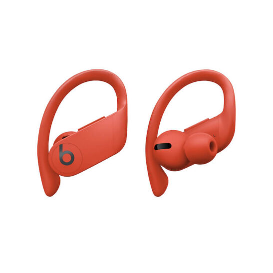 Image shows Powerbeats Pro wireless ear bud with secure ear hooks.