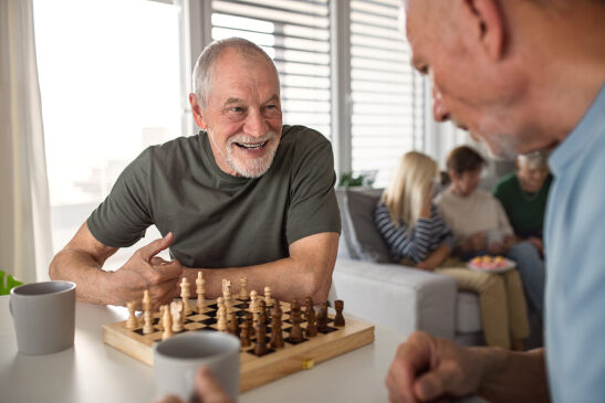 Old friends playing chess