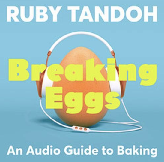 Breaking Eggs graphic image shows egg wearing headphones