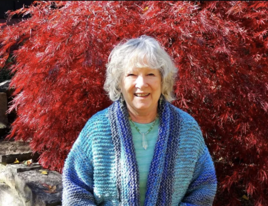 Lynda Lambert wearing her jewelry design.