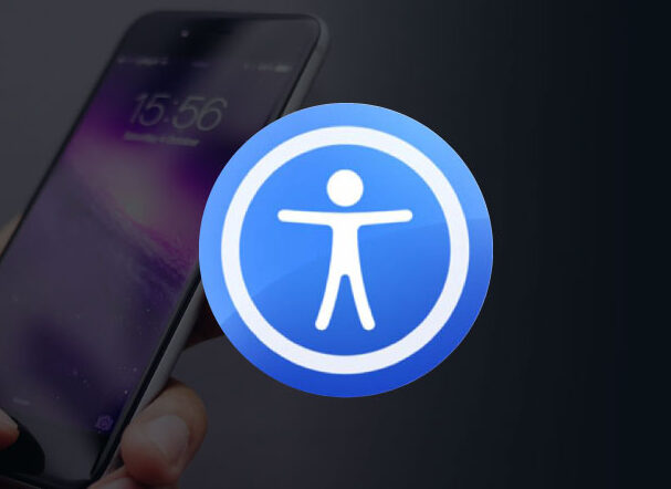 Blue Accessibility Graphic Overlaid on Image of SmartPhone