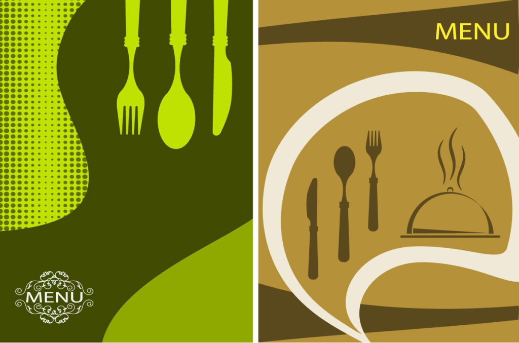 Image shows restaurant menus.