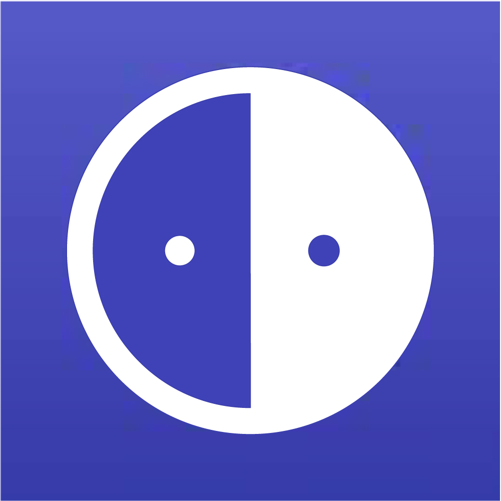 White on blue Envision app logo image