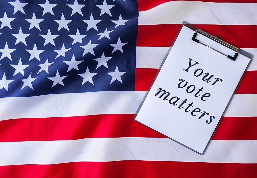 You’re Vote Matters is the message attached to U.S. flag