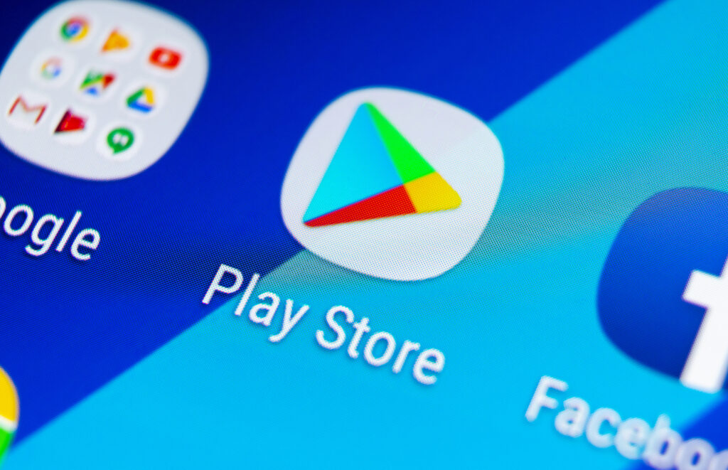 Closeup of apps on Android phone.