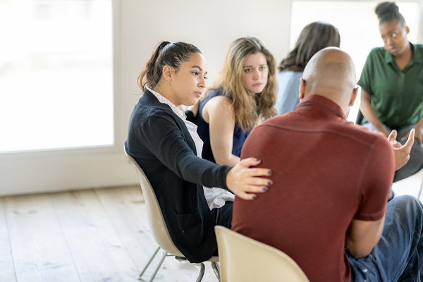Diverse people in a support group