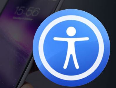 Blue Accessibility Graphic Overlaid on Image of SmartPhone