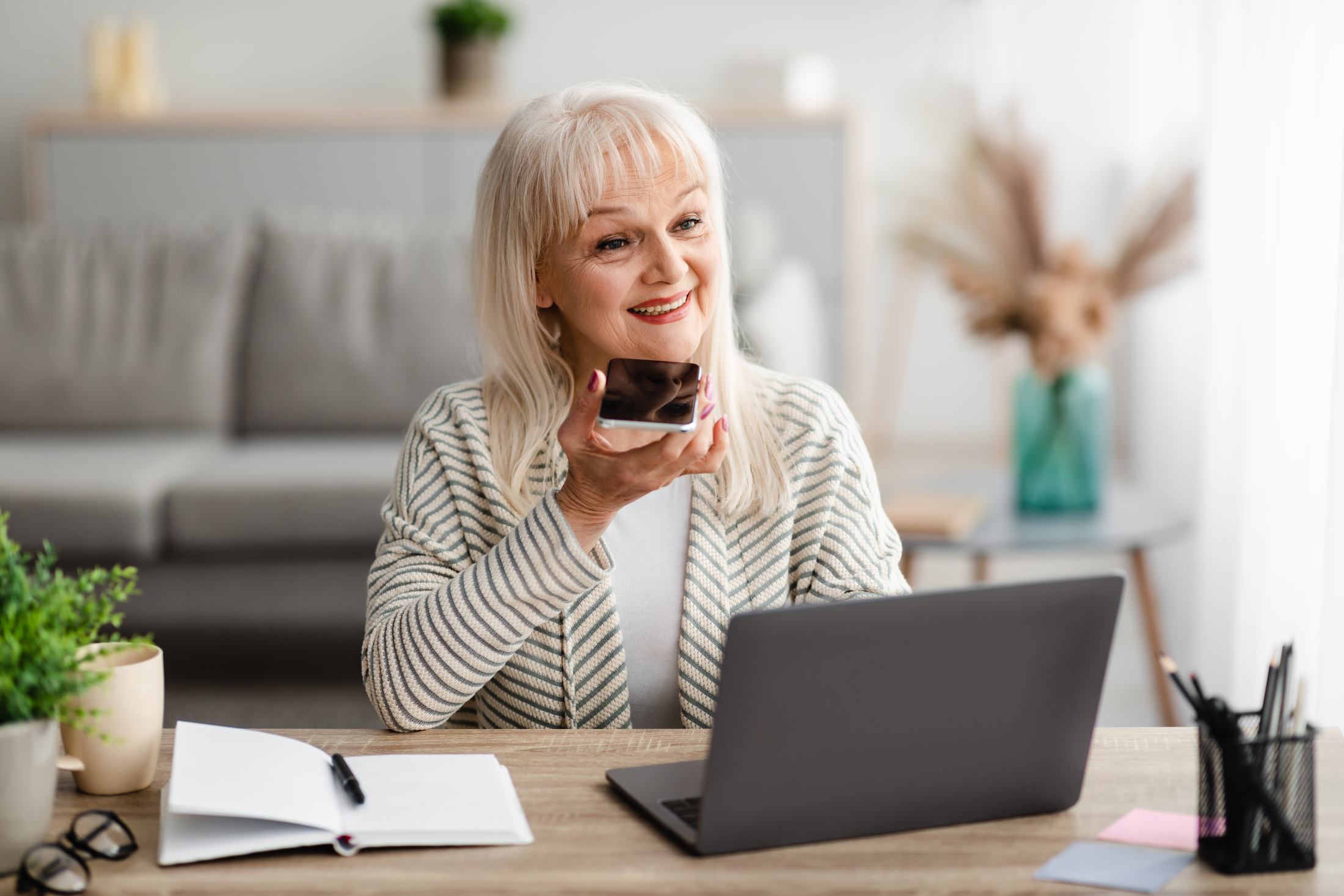Adult woman learning online with Hadley